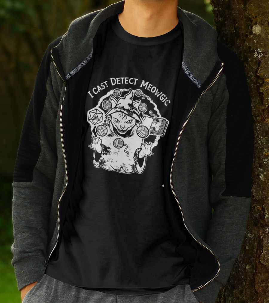 I Cast Detect Meowgic Dungeons And Dragons Dice Cat Fantasy Adventure T-Shirt