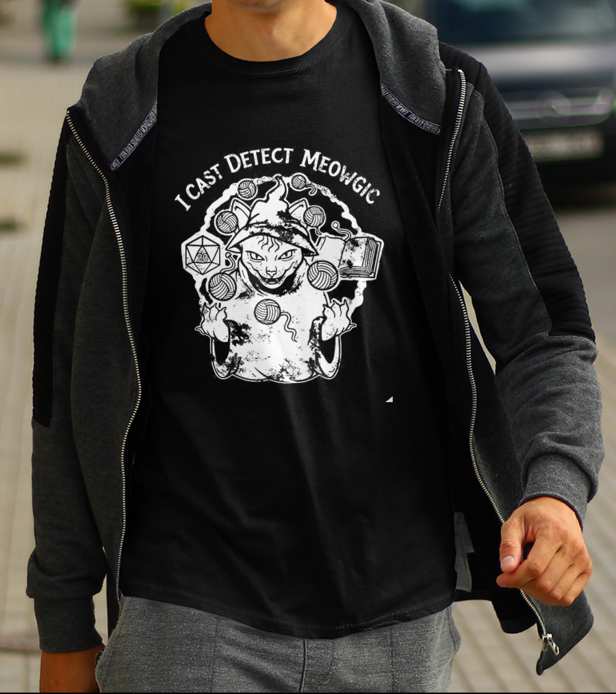 I Cast Detect Meowgic Dungeons And Dragons Dice Cat Fantasy Adventure T-Shirt