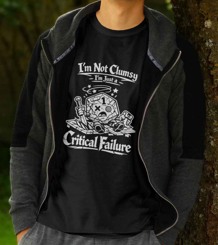 I'm Not Clumsy I'm Just A Critical Failure 20 Sided Dice Dungeons And Dragons T-Shirt