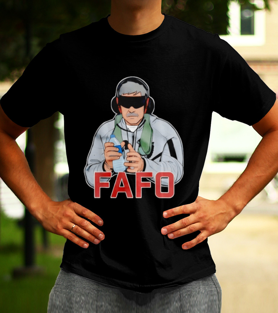 FAFO Maduro Character With Headphones And Water Bottle T-Shirt