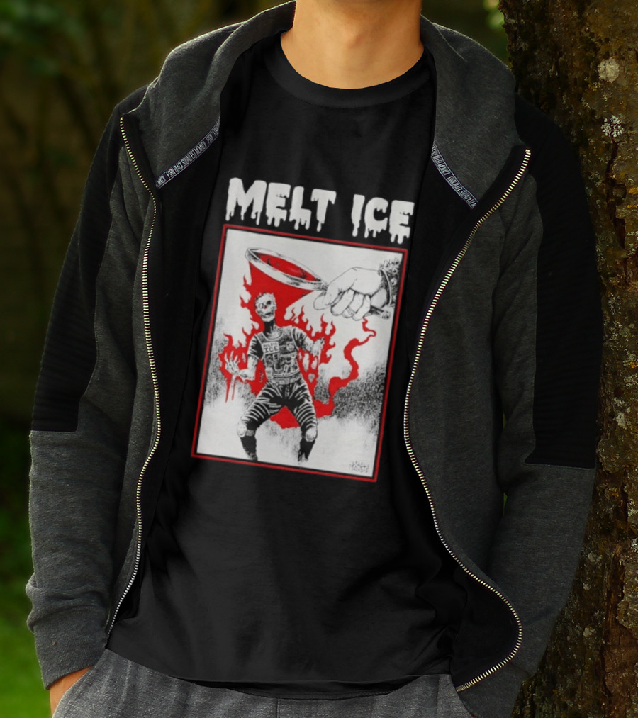 Melt Ice Skeleton Magnifying Glass Scene T-Shirt