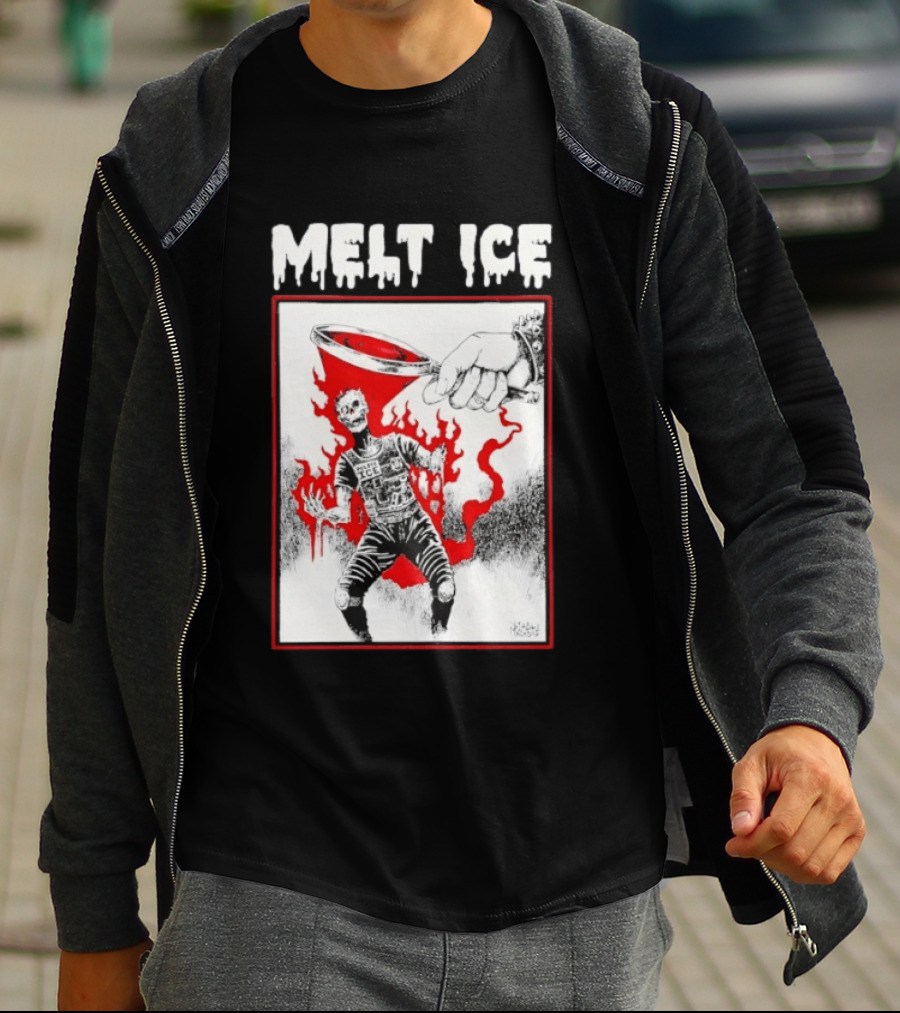 Melt Ice Skeleton Magnifying Glass Scene T-Shirt