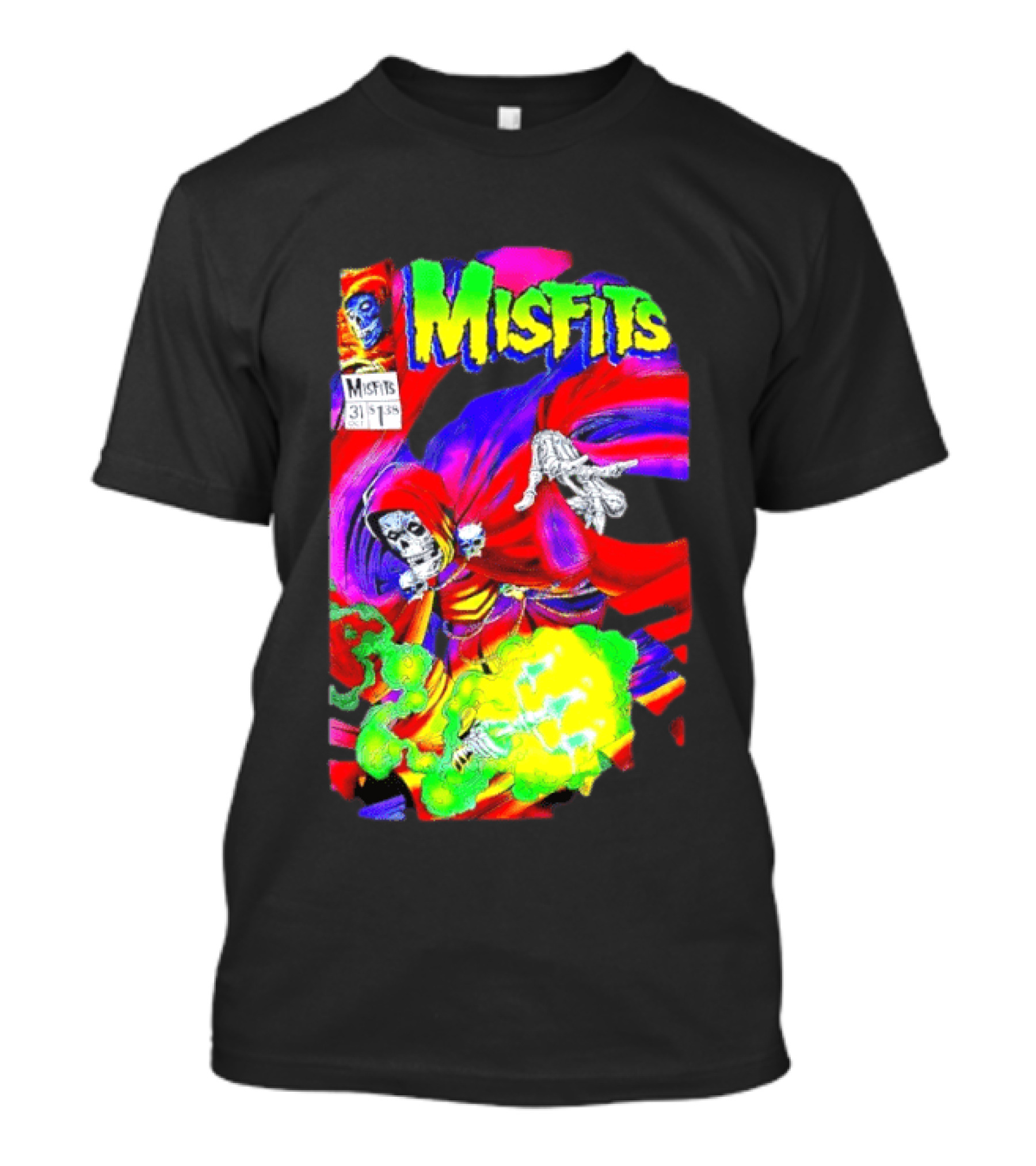 Misfits Hell Fiend Spawn 31 Fiend Skull Cloak Neon T-Shirt