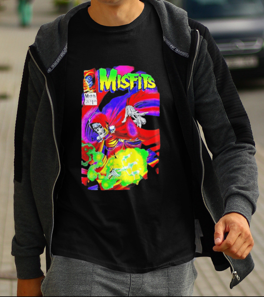 Misfits Hell Fiend Spawn 31 Fiend Skull Cloak Neon T-Shirt
