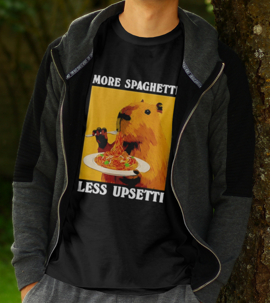 More Spaghetti Less Upsetti Capybara Eating Pasta Plate T-Shirt