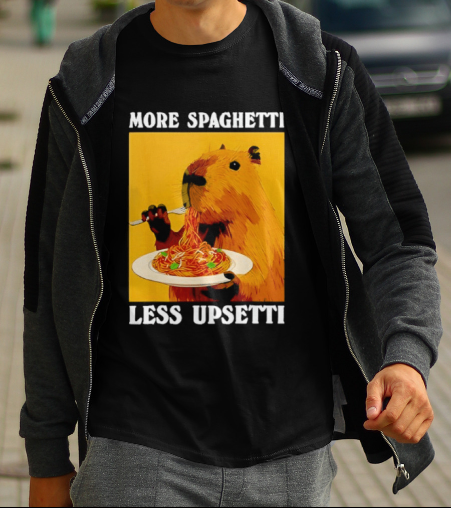 More Spaghetti Less Upsetti Capybara Eating Pasta Plate T-Shirt