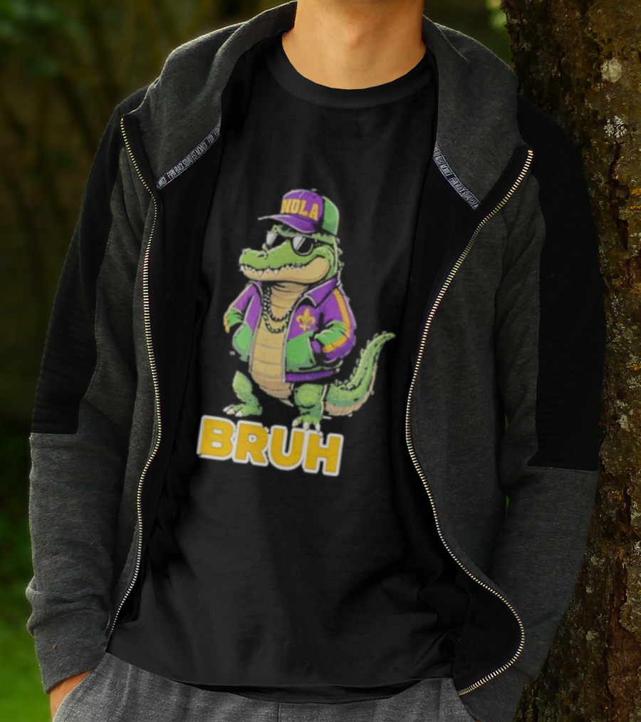 New Orleans Alligator Nola Bruh Mardi Gras Party Vibe T-Shirt