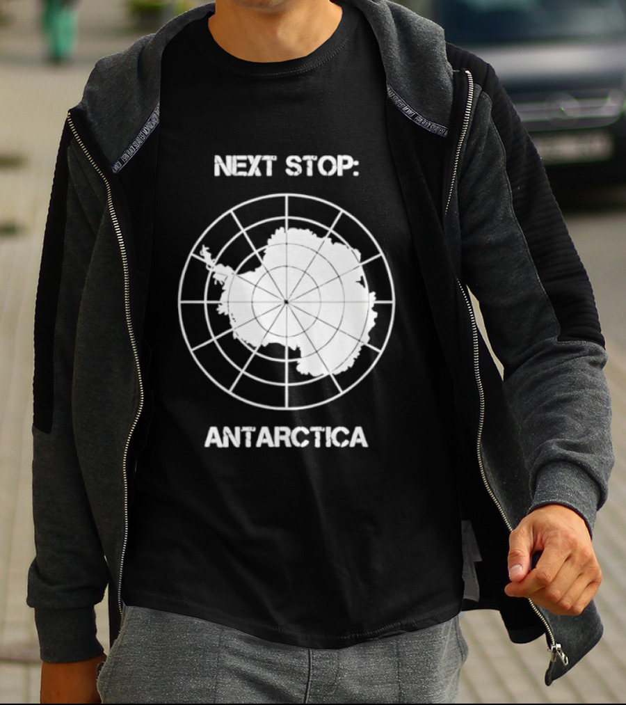 Next Stop Antarctica Map Outline Adventure T-Shirt