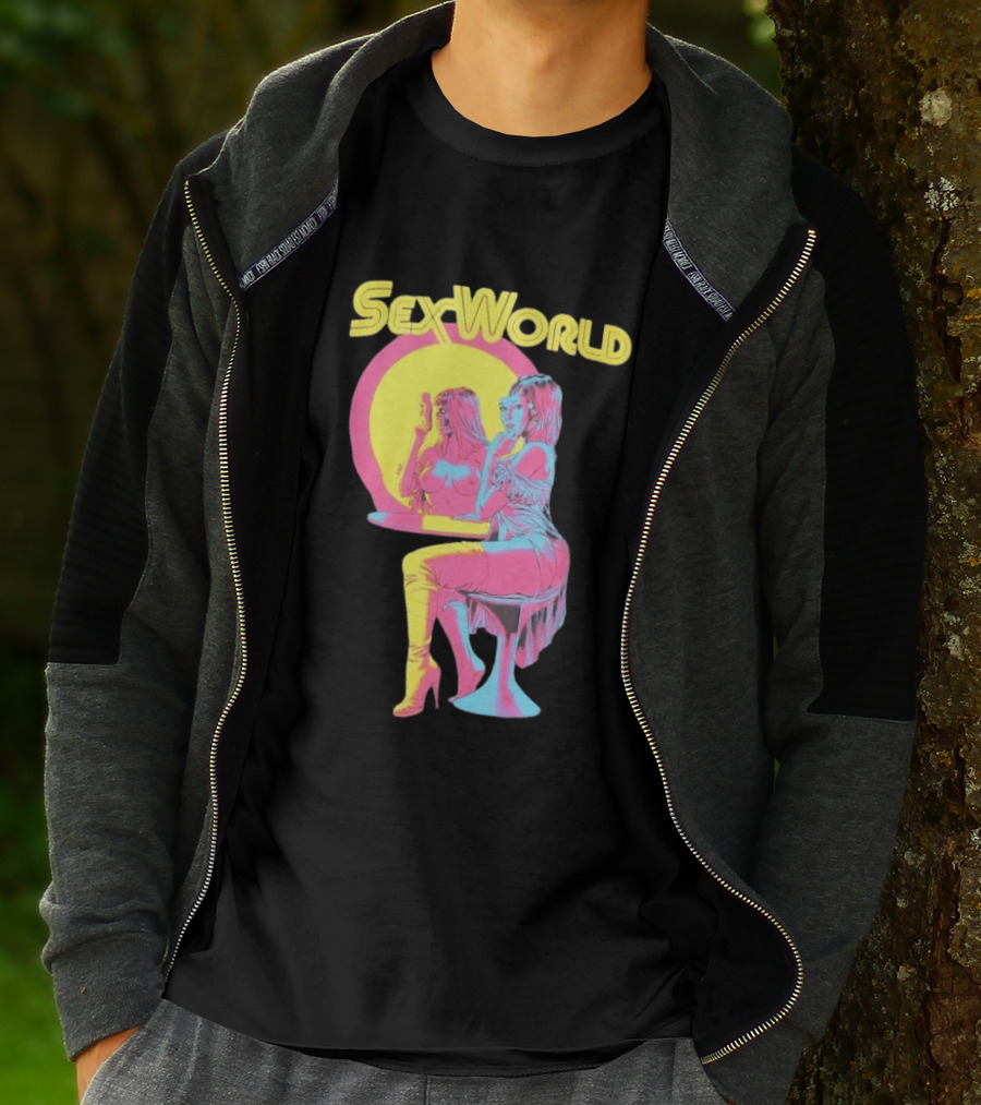 SexWorld Retro Neon Art Style With Futuristic Sexbot T-Shirt