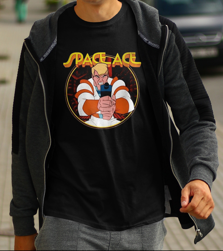 Space Ace Classic Video Game Hero With Blaster T-Shirt