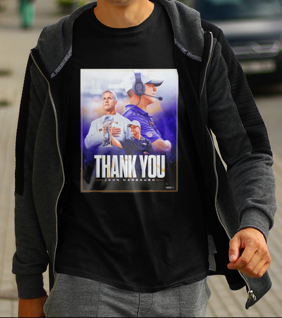 Thank You John Harbaugh NFL Coach Career Highlights Ravens Leadership T-Shirt