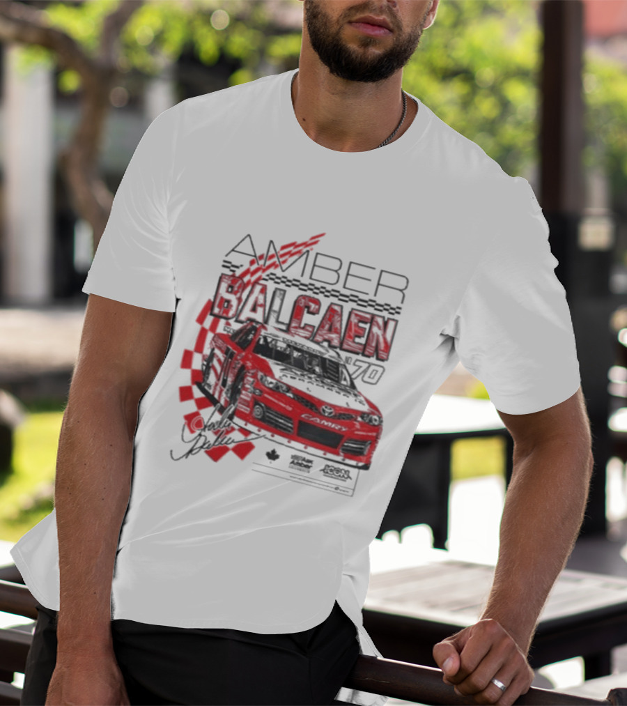 Amber Balcaen Racing Daytona Red Car Number 70 Racing Flags T-Shirt