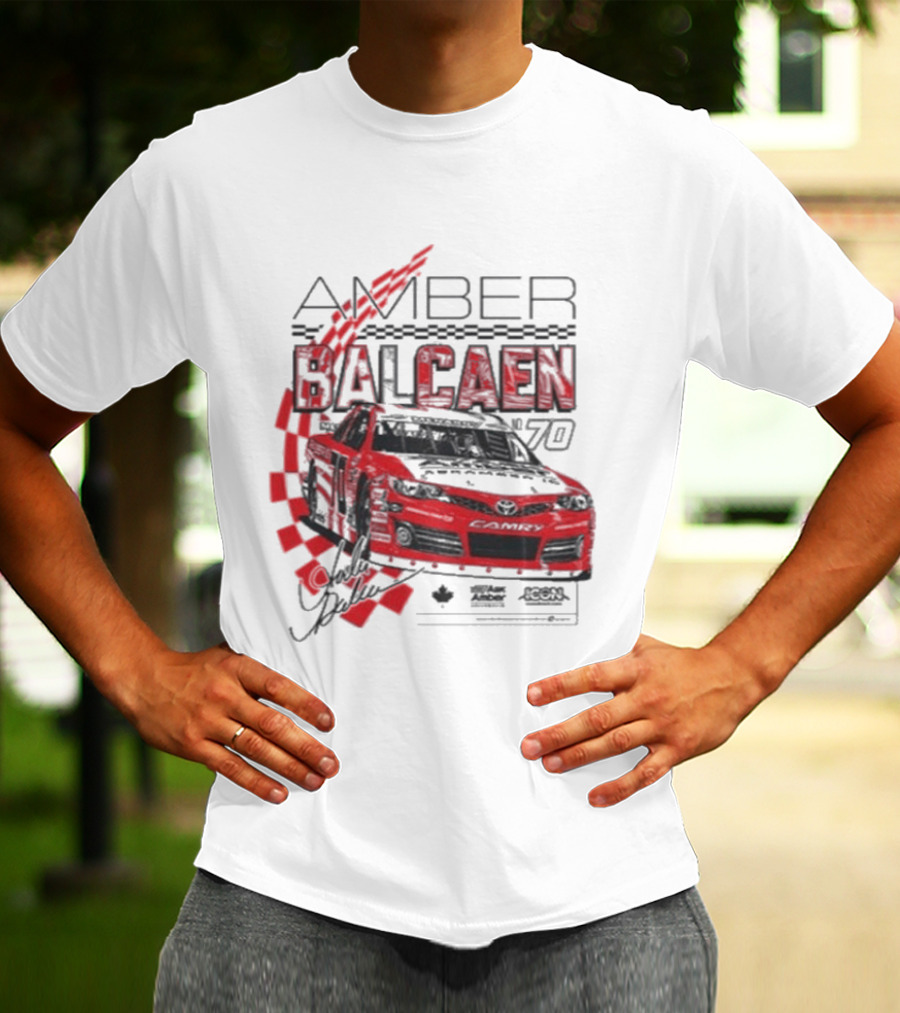 Amber Balcaen Racing Daytona Red Car Number 70 Racing Flags T-Shirt