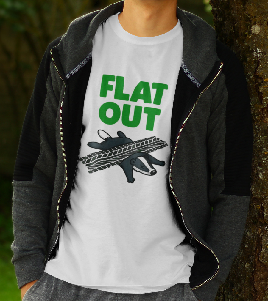 Flat Out Badger Roadkill Humorous T-Shirt