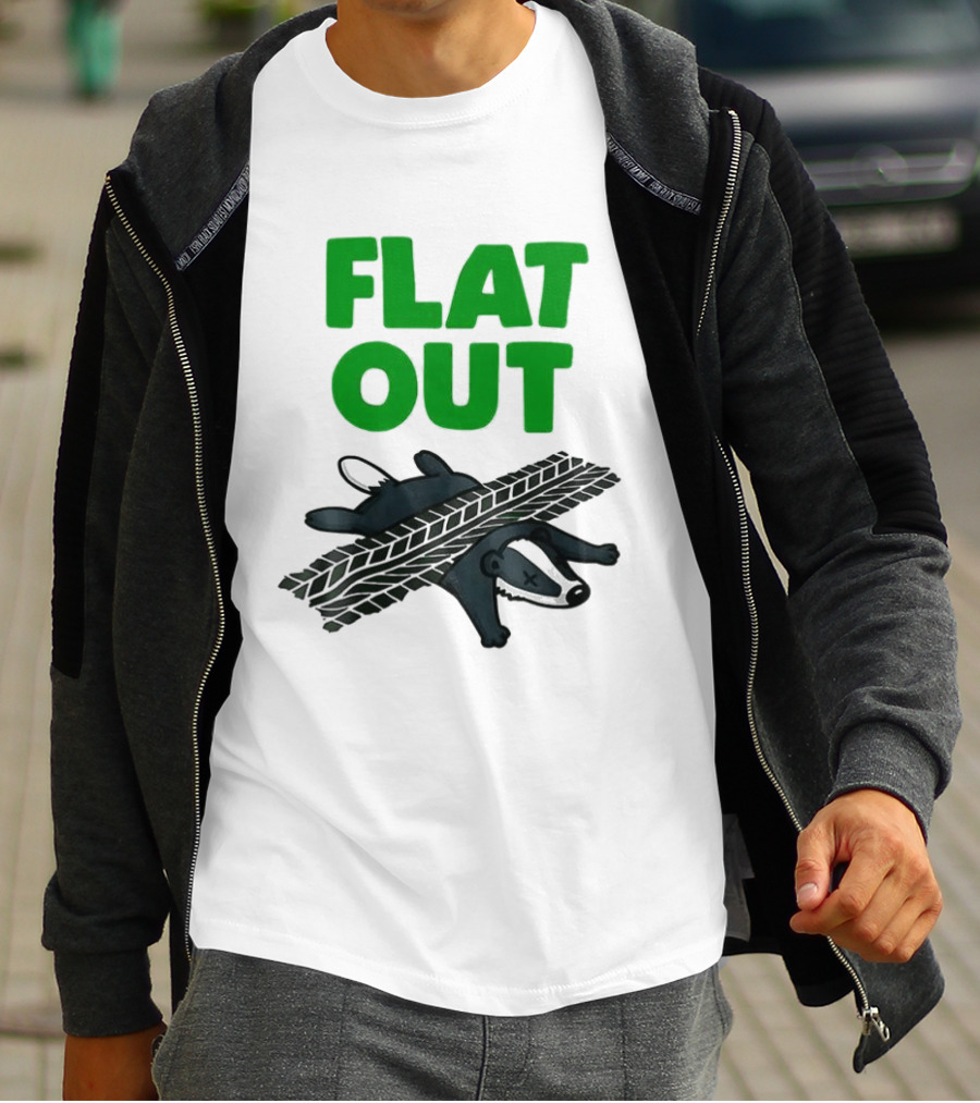 Flat Out Badger Roadkill Humorous T-Shirt