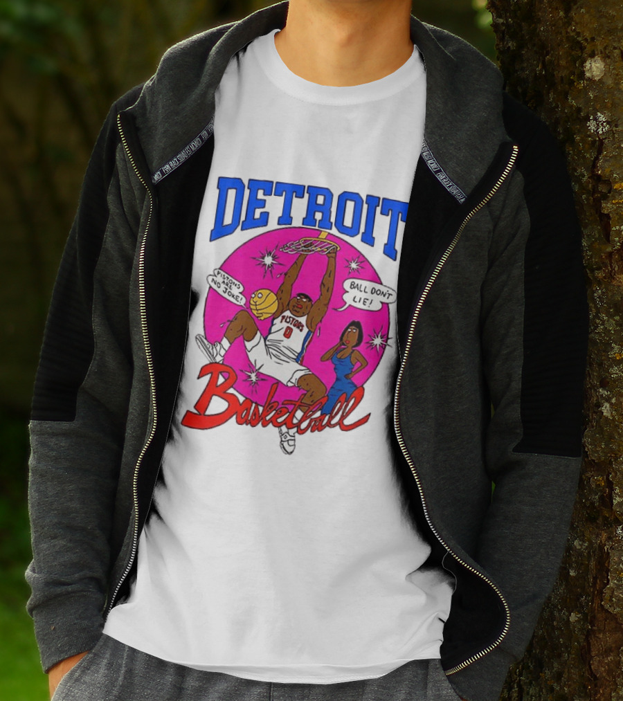 Detroit Pistons Basketball Cartoon Ball Don't Lie Pistons Are No Joke T-Shirt