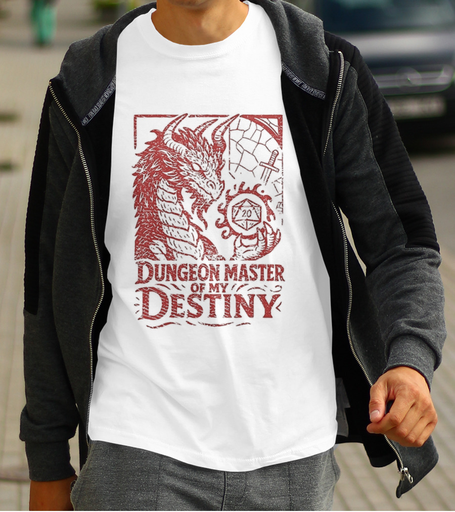 Dungeon Master Of My Destiny 20 Sided Dice Dragon Dungeons And Dragons T-Shirt