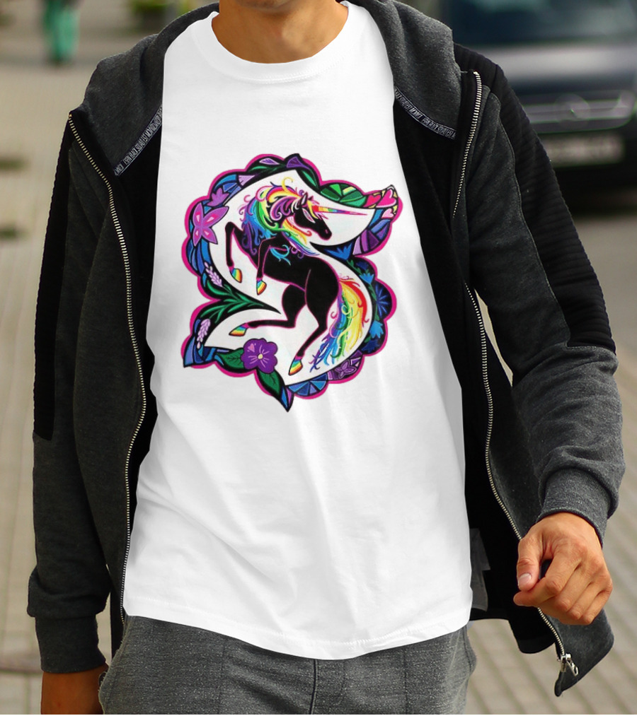 Seattle Kraken Unicorn Pride Rainbow Floral T-Shirt