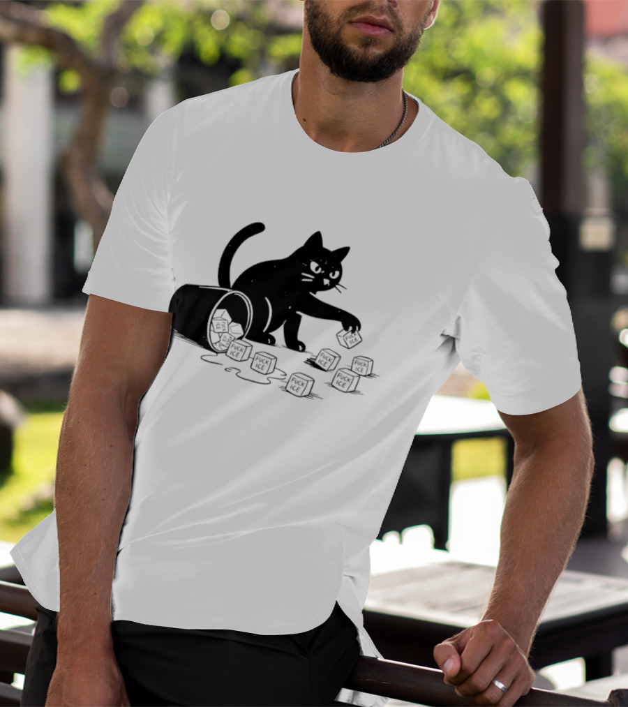 Black Cat Anti Trump Fuck Ice T-Shirt