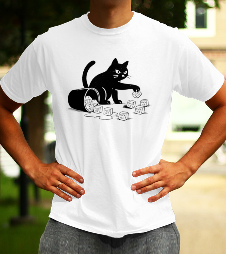 Black Cat Anti Trump Fuck Ice T-Shirt