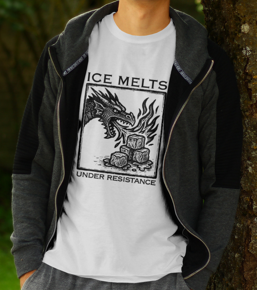 Ice Melts Under Resistance Dragon Imagery Anti ICE T-Shirt