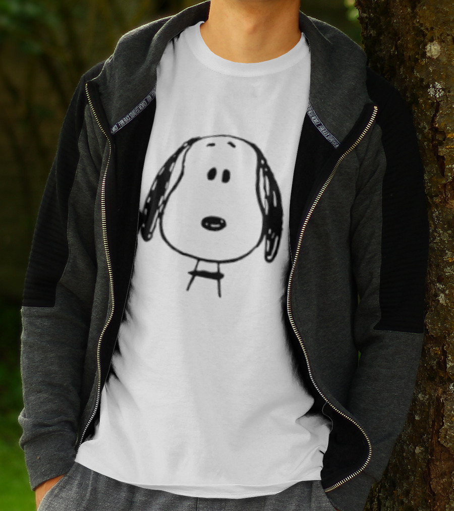 Peanuts Snoopy Face Black And White Cartoon T-Shirt