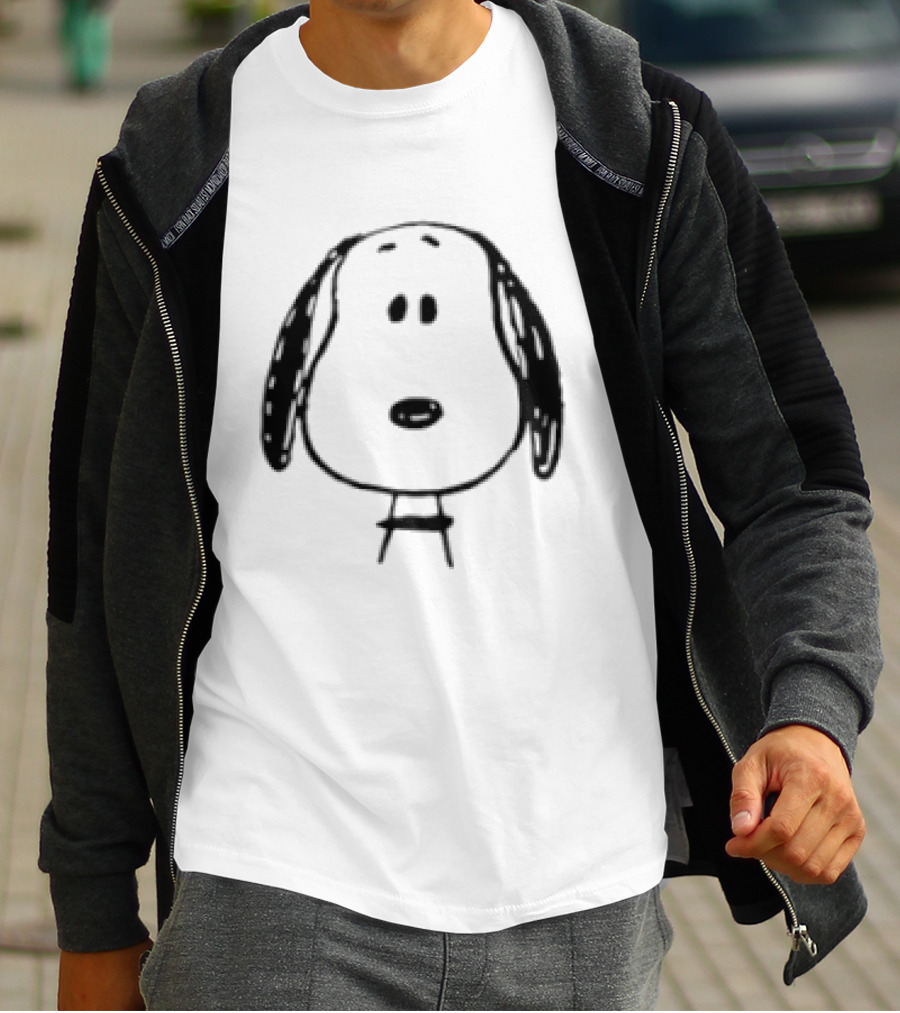 Peanuts Snoopy Face Black And White Cartoon T-Shirt