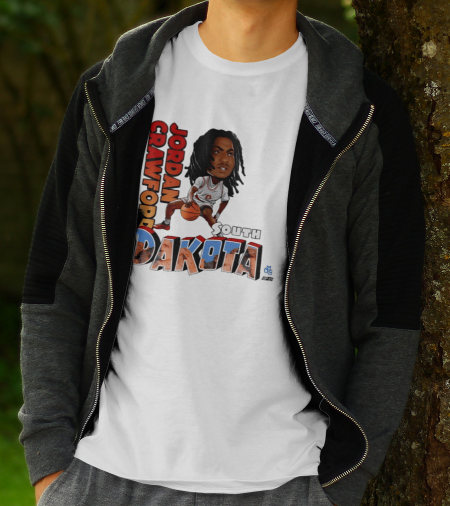 Jordan Crawford South Dakota Basketball Player Cartoon Sports T-Shirt