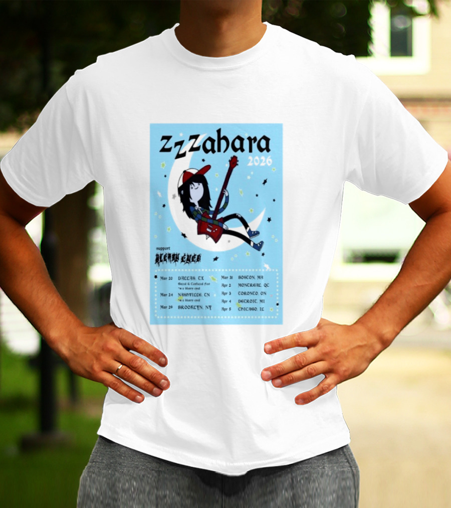 Zzzahara Fall Tour 2026 Dates And Support Act With Cartoon Guitarist T-Shirt