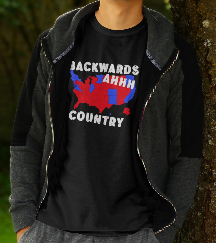 Backwards Ahhh Country State Map USA T-Shirt