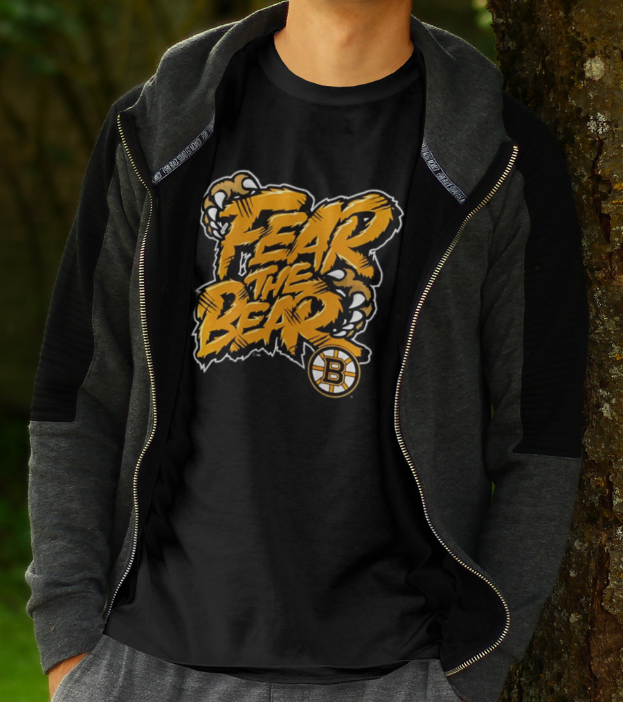 Boston Bruins Fear The Bear Claw Graphic With Team T-Shirt