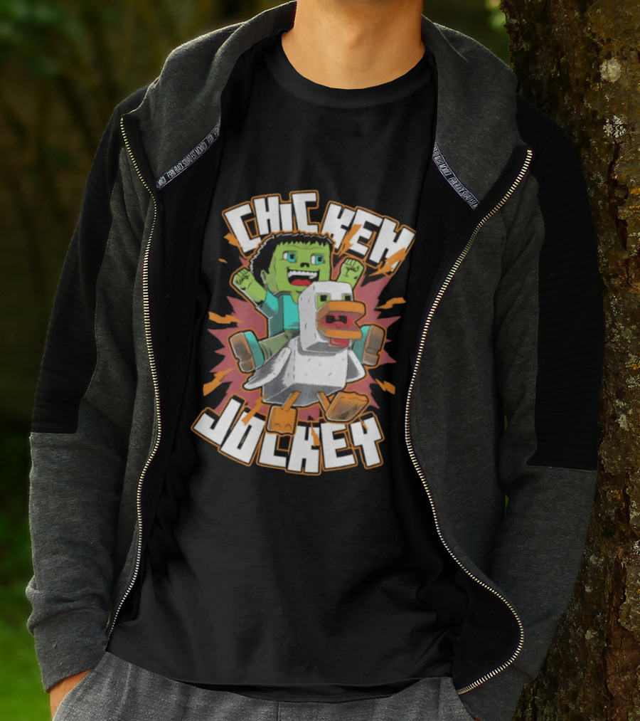 Chicken Jockey Baby Zombie Riding A Chicken Gaming Novelty T-Shirt