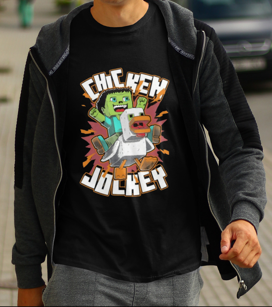 Chicken Jockey Baby Zombie Riding A Chicken Gaming Novelty T-Shirt