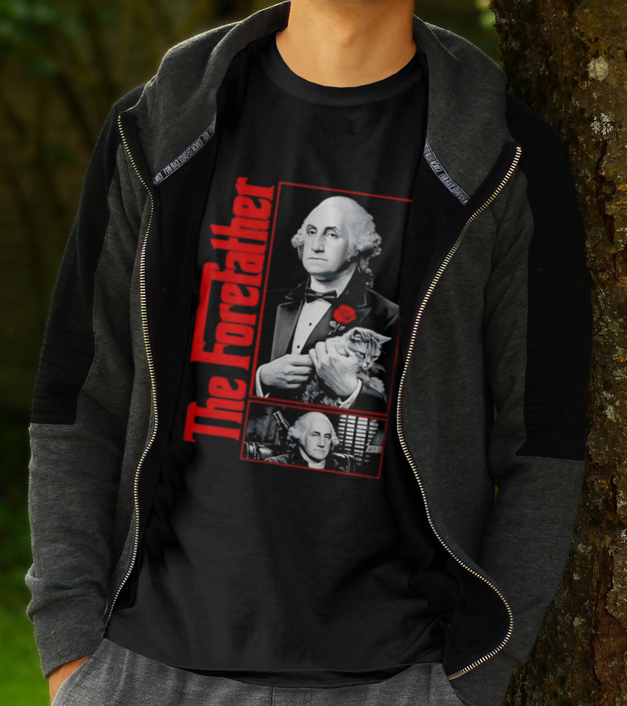 Patriotic George Washington Forefather The American Godfather Cat T-Shirt