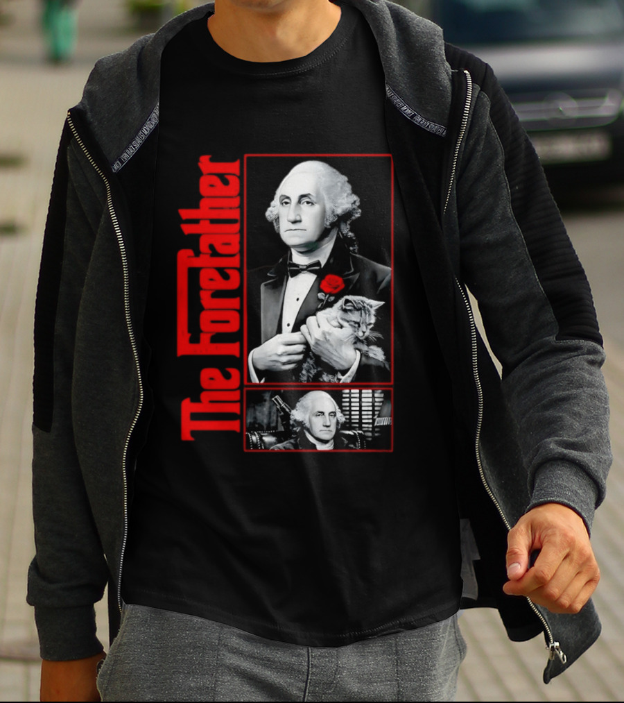 Patriotic George Washington Forefather The American Godfather Cat T-Shirt