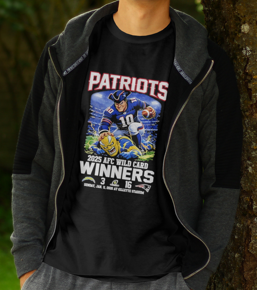 Patriots 2025 AFC Wild Card Winners Victory Celebration January 12 Gillette Stadium T-Shirt