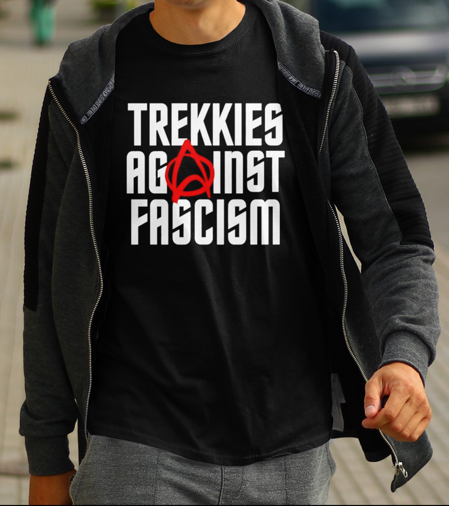 TREKKIES AGAINST FASCISM Anarchy Symbol Resistance T-Shirt