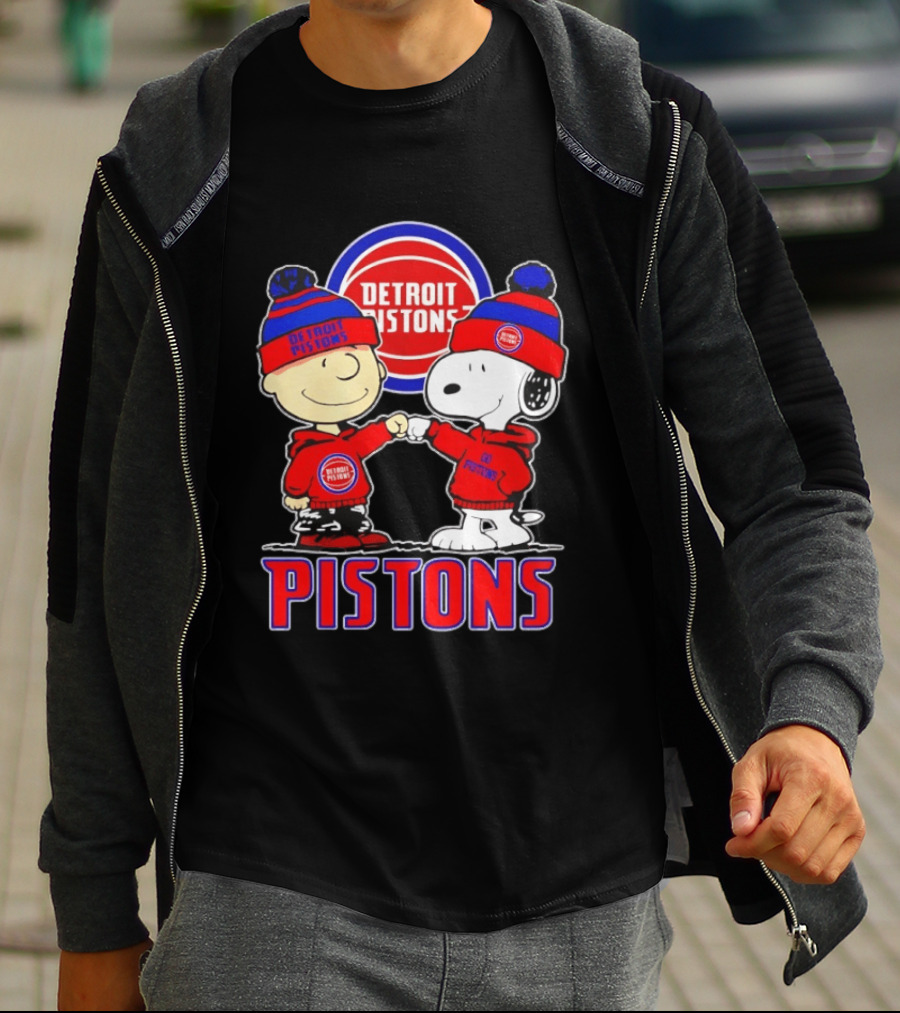 Detroit Pistons Charlie Brown Snoopy Collaboration T-Shirt
