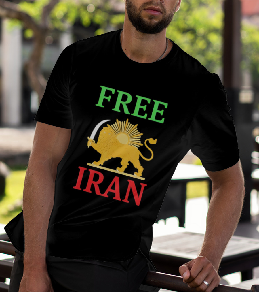 Free Iran Lion And Sun Emblem Freedom Movement T-Shirt