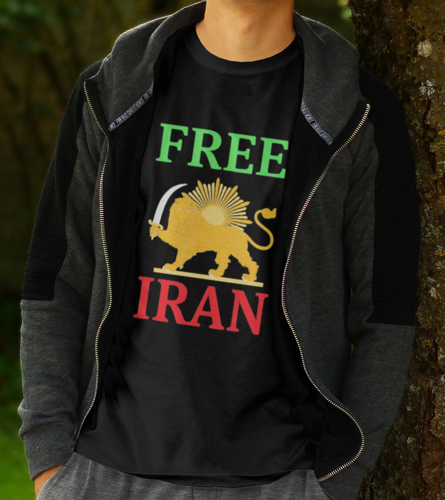 Free Iran Lion And Sun Emblem Freedom Movement T-Shirt
