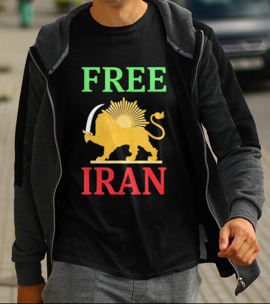 Free Iran Lion And Sun Emblem Freedom Movement T-Shirt