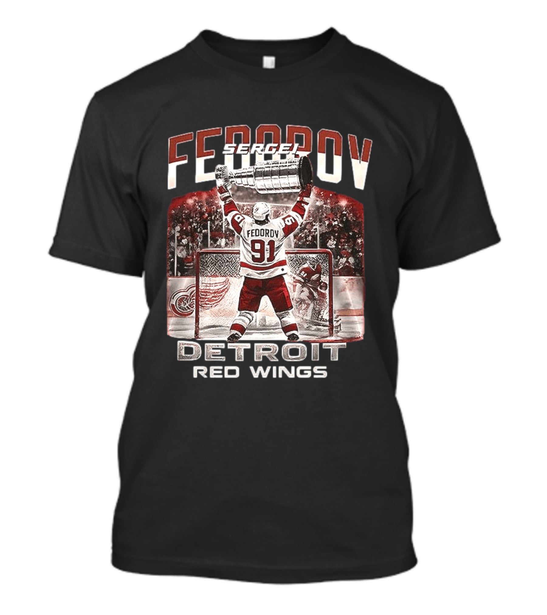 Sergei Fedorov 91 Detroit Red Wings Stanley Cup Victory Celebration T-Shirt