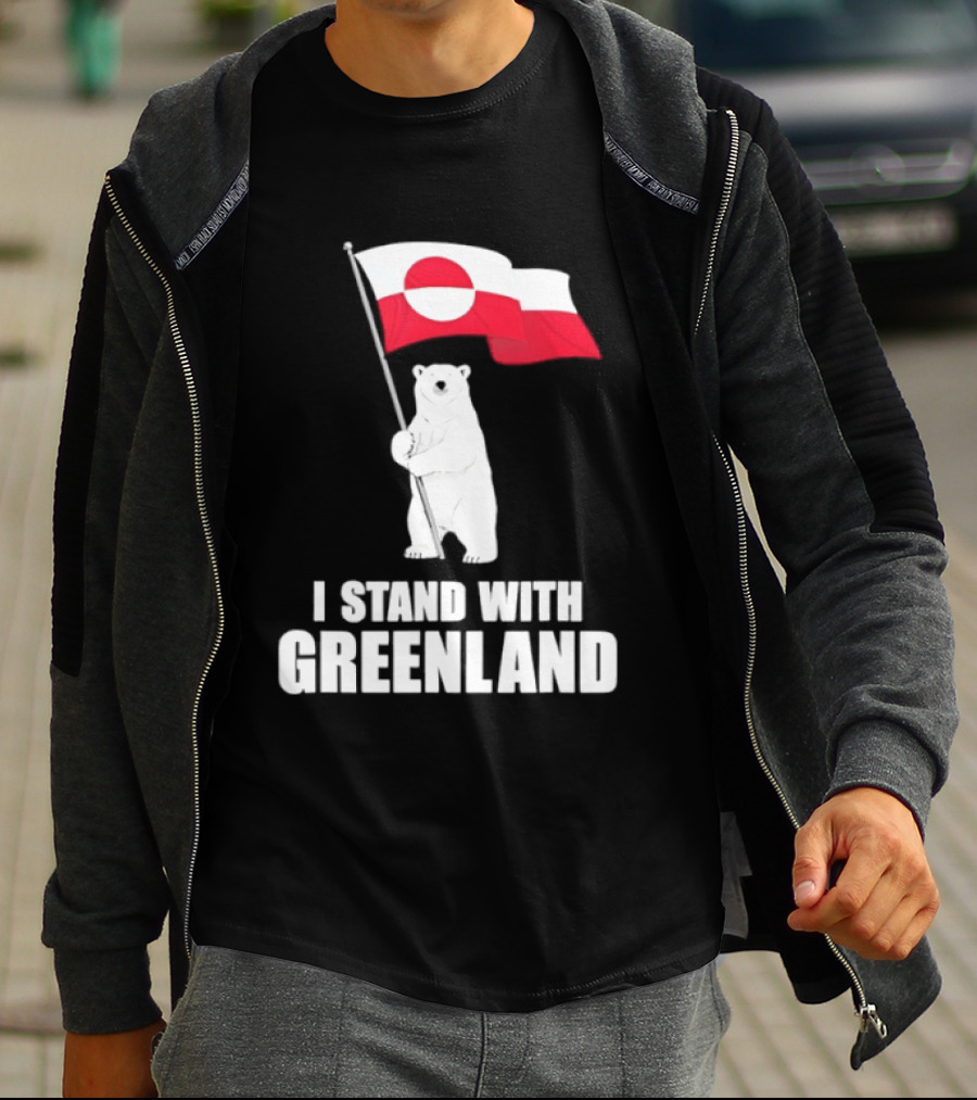 I Stand With Greenland Flag Bear Polar Pride Kalaallit Greenlanders T-Shirt