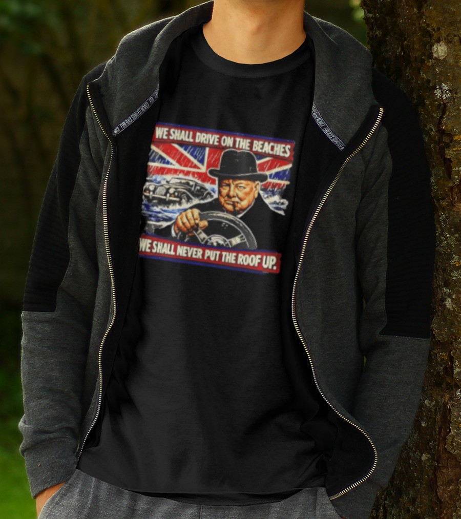 Morgan We Shall Never Put The Roof Up Driving On The Beaches UK Union Jack T-Shirt