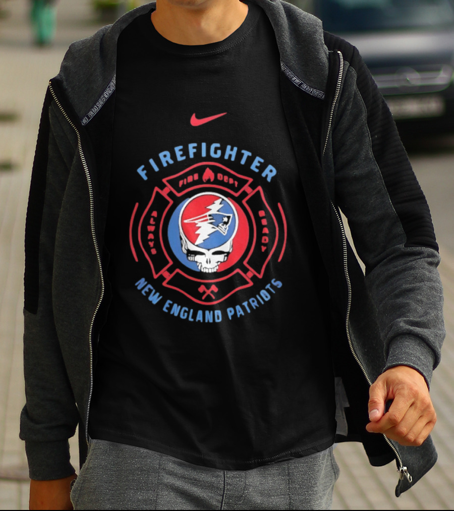 Nike Firefighter New England Patriots Grateful Dead T-Shirt