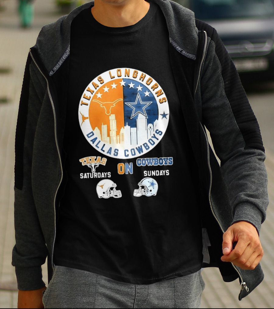 Texas Longhorns Dallas Cowboys Saturdays Sundays Football Rivalry Mashup T-Shirt