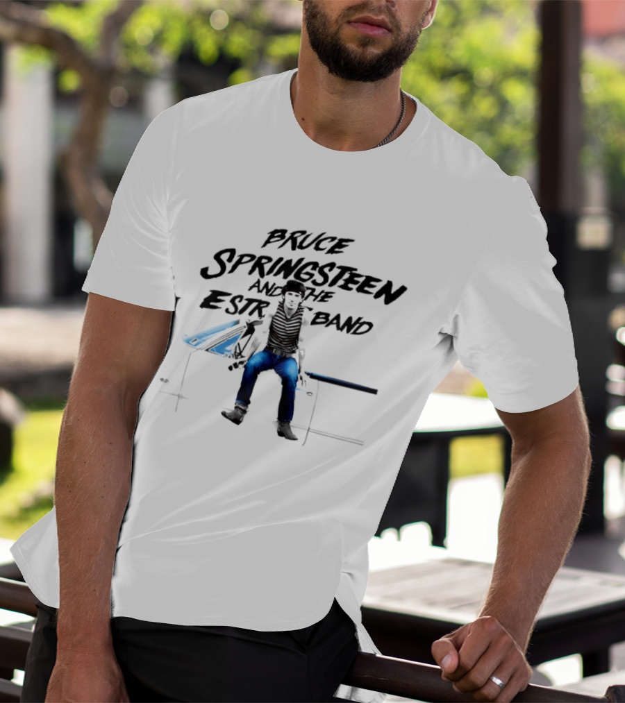Bruce Springsteen And The E Street Band Photo Vintage Style Sitting On Car T-Shirt