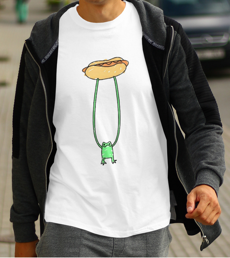 Hot Dog Frog Long Legged Humor Quirky T-Shirt