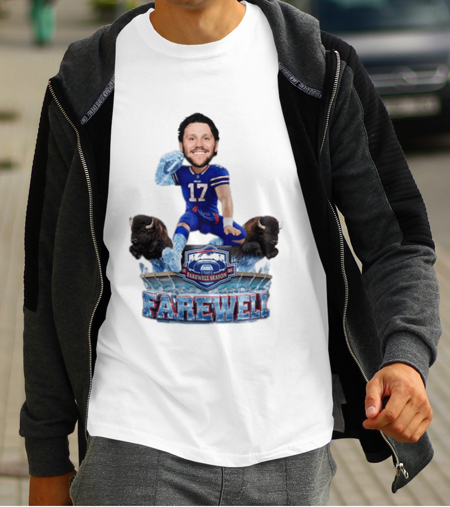 Buffalo Bills Josh Allen Hurdle Farewell Season Highmark Stadium Caricature T-Shirt