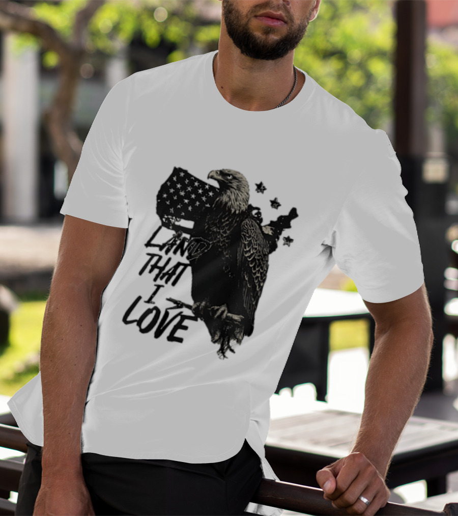 Land That I Love Eagle With American Flag And Stars T-Shirt